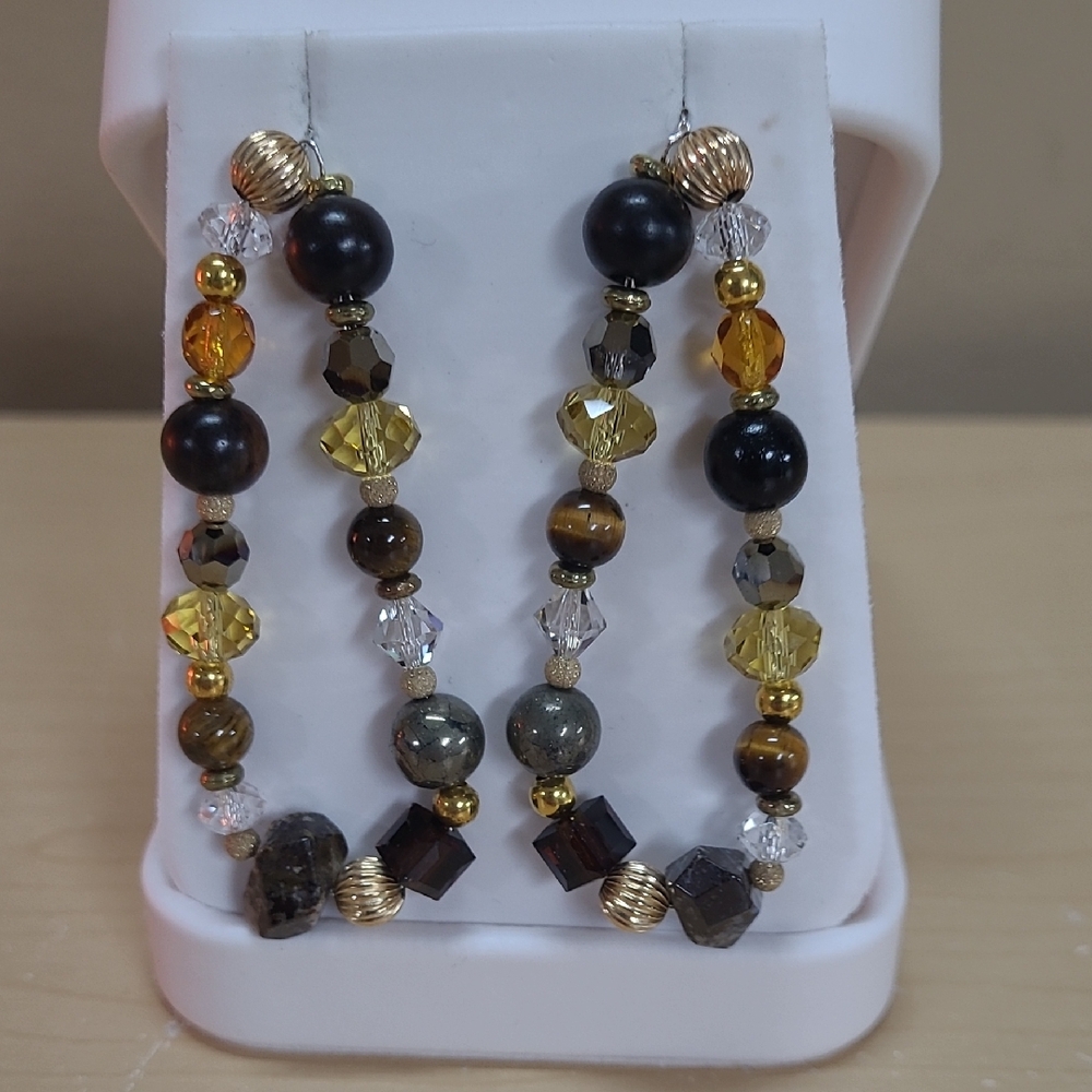 Rich Essence Of Fall Season One-of-a-Kind Statement Earrings Hand-crafted NWT